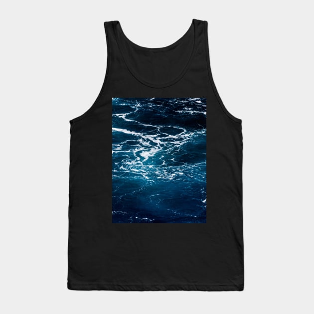 Wavy foamy dark blue sea water Aerial photograph waves ocean summer splash aqua Tank Top by PLdesign